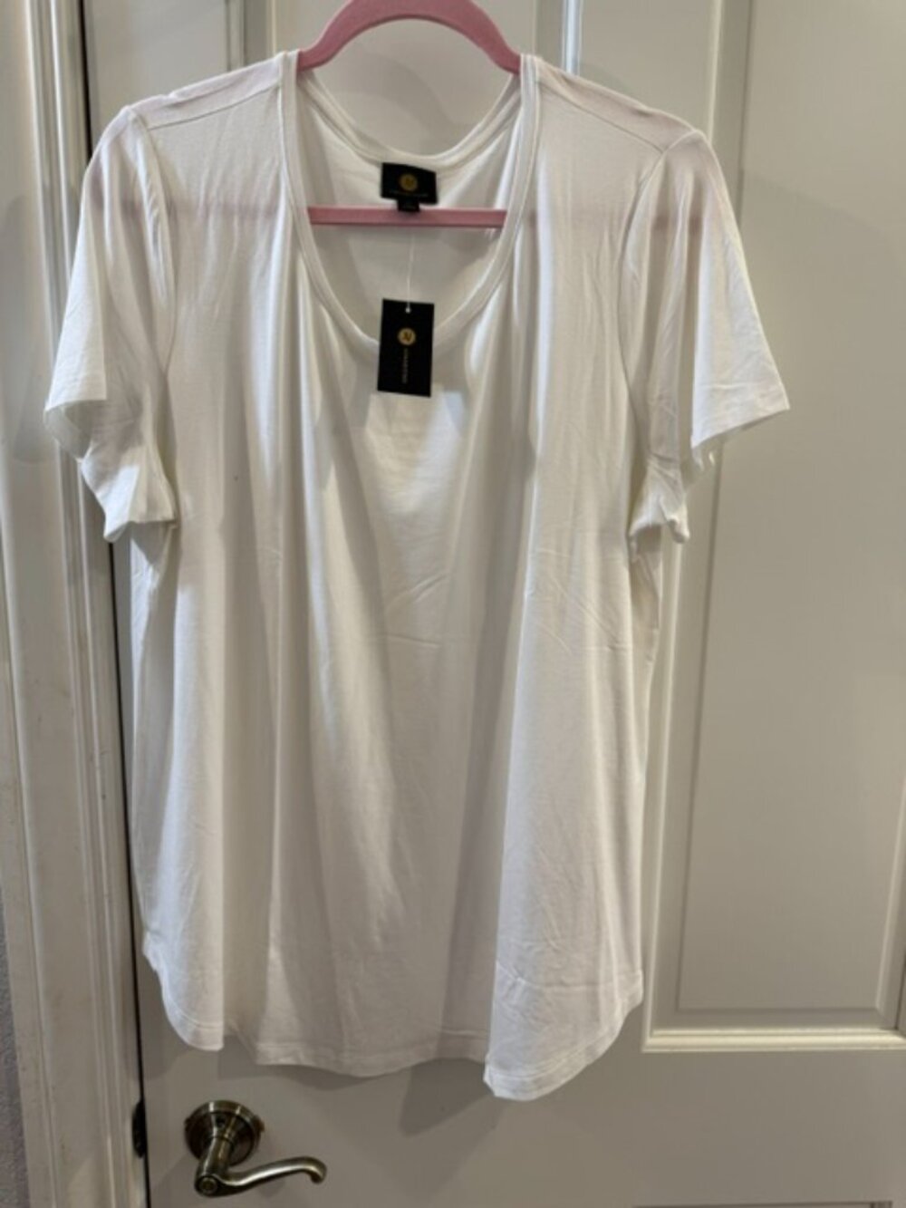 Women's JM Collection NWT White Scoop Neck Short Sleeve Top XL